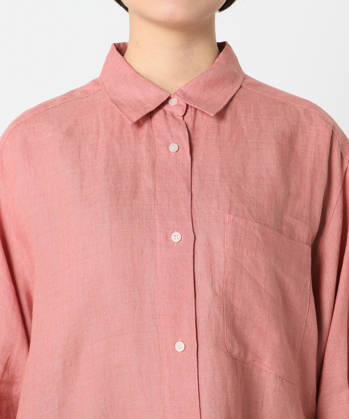 B.C STOCK（ベーセーストック）の「ヨーロピアンフラックスリネンレギュラーシャツ（シャツ/ブラウス・レディース・ブラック/サックスブルー/ピンク/アイボリー・FREE）」の18枚目の写真