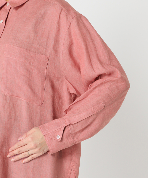 B.C STOCK（ベーセーストック）の「ヨーロピアンフラックスリネンレギュラーシャツ（シャツ/ブラウス・レディース・ブラック/サックスブルー/ピンク/アイボリー・FREE）」の16枚目の写真