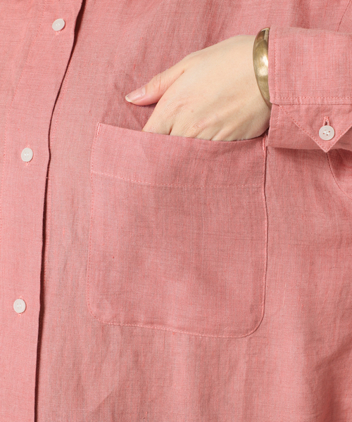 B.C STOCK（ベーセーストック）の「ヨーロピアンフラックスリネンレギュラーシャツ（シャツ/ブラウス・レディース・ブラック/サックスブルー/ピンク/アイボリー・FREE）」の14枚目の写真