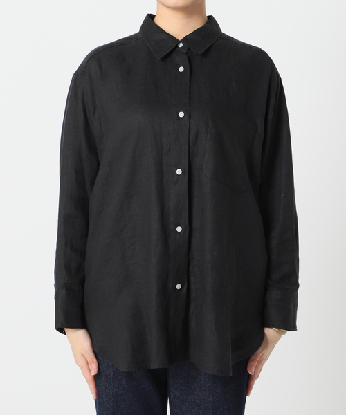 B.C STOCK（ベーセーストック）の「ヨーロピアンフラックスリネンレギュラーシャツ（シャツ/ブラウス・レディース・ブラック/サックスブルー/ピンク/アイボリー・FREE）」の12枚目の写真