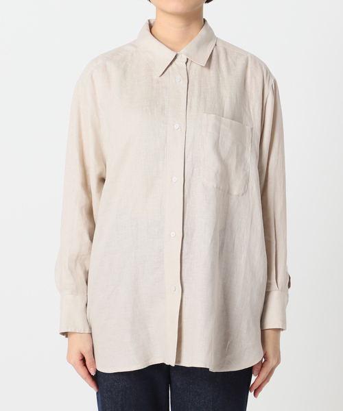 B.C STOCK（ベーセーストック）の「ヨーロピアンフラックスリネンレギュラーシャツ（シャツ/ブラウス・レディース・ブラック/サックスブルー/ピンク/アイボリー・FREE）」の10枚目の写真