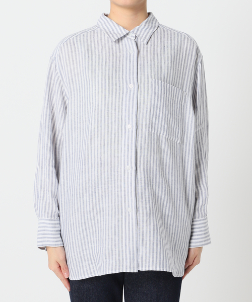 B.C STOCK（ベーセーストック）の「ヨーロピアンフラックスリネンレギュラーシャツ（シャツ/ブラウス・レディース・ブラック/サックスブルー/ピンク/アイボリー・FREE）」の8枚目の写真