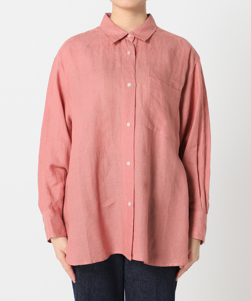 B.C STOCK（ベーセーストック）の「ヨーロピアンフラックスリネンレギュラーシャツ（シャツ/ブラウス・レディース・ブラック/サックスブルー/ピンク/アイボリー・FREE）」の6枚目の写真