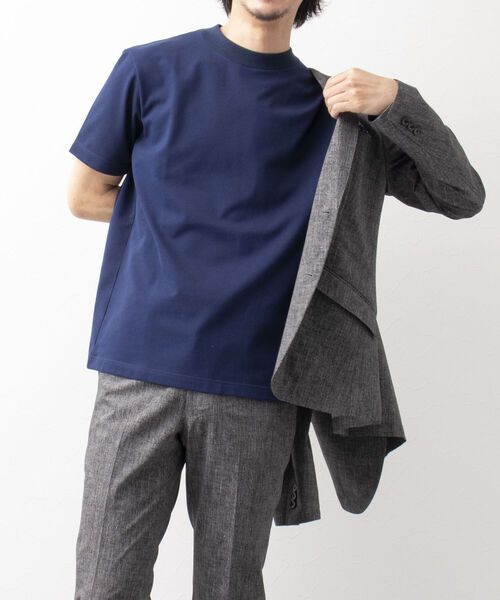 NOLLEY'S goodman(ノーリーズグッドマン)の「ドライマスタードレスTee(※ジャケット専用Tシャツ)(Tシャツ/カットソー・メンズ・ブルー/ホワイト系その他6/ネイビー/チャコールグレー/ホワイト・MEDIUM/LARGE/SMALL/X-LARGE)」の4枚目の写真