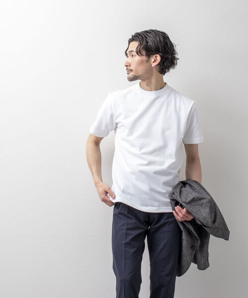 NOLLEY'S goodman(ノーリーズグッドマン)の「ドライマスタードレスTee(※ジャケット専用Tシャツ)(Tシャツ/カットソー・メンズ・ブルー/ホワイト系その他6/ネイビー/チャコールグレー/ホワイト・MEDIUM/LARGE/SMALL/X-LARGE)」の12枚目の写真