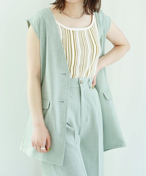 archives（アルシーヴ）の「リネン風ジレ（その他アウター・レディース・ブラック/ベージュ/グリーン/イエロー・MEDIUM）」の4枚目の写真