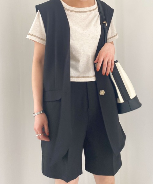 archives（アルシーヴ）の「リネン風ジレ（その他アウター・レディース・ブラック/ベージュ/グリーン/イエロー・MEDIUM）」の2枚目の写真