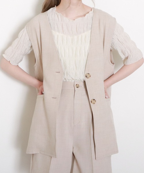 archives（アルシーヴ）の「リネン風ジレ（その他アウター・レディース・ブラック/ベージュ/グリーン/イエロー・MEDIUM）」の11枚目の写真