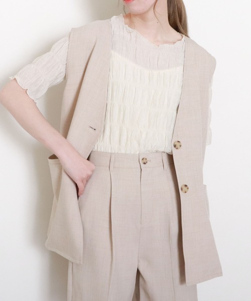 archives（アルシーヴ）の「リネン風ジレ（その他アウター・レディース・ブラック/ベージュ/グリーン/イエロー・MEDIUM）」の12枚目の写真