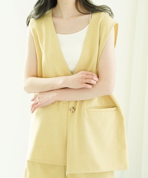 archives（アルシーヴ）の「リネン風ジレ（その他アウター・レディース・ブラック/ベージュ/グリーン/イエロー・MEDIUM）」の15枚目の写真