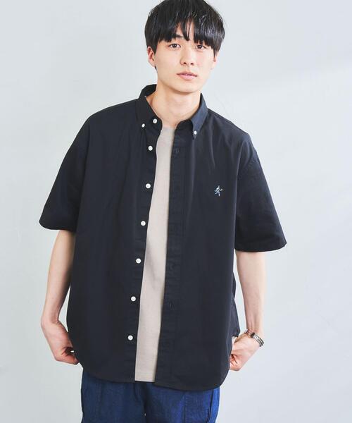 coen（コーエン）の「”ワンポイント刺繍シリーズ”働く人刺繍ボタンダウン半袖シャツ（シャツ/ブラウス・メンズ・ホワイト/ベージュ/ブラック・MEDIUM/X-LARGE/LARGE/SMALL）」の9枚目の写真