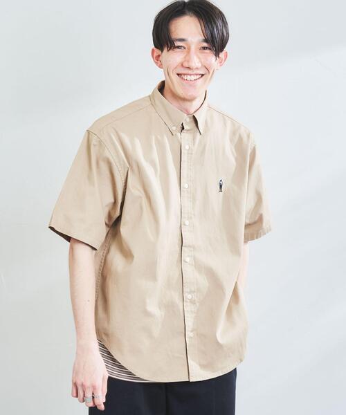 coen（コーエン）の「”ワンポイント刺繍シリーズ”働く人刺繍ボタンダウン半袖シャツ（シャツ/ブラウス・メンズ・ホワイト/ベージュ/ブラック・MEDIUM/X-LARGE/LARGE/SMALL）」の16枚目の写真