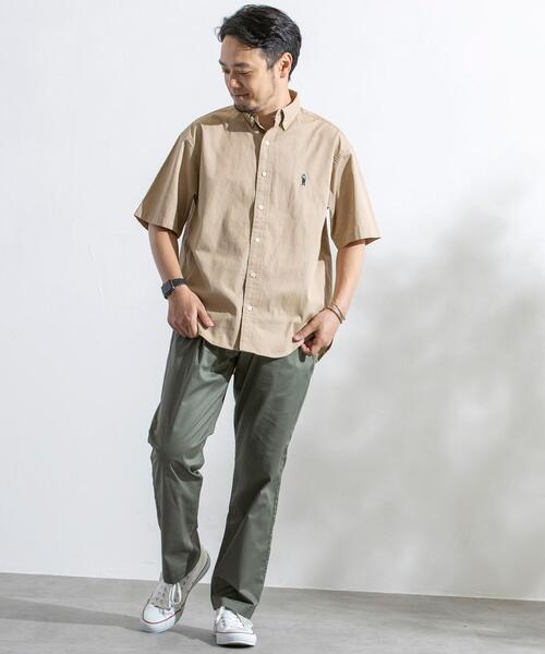 coen（コーエン）の「”ワンポイント刺繍シリーズ”働く人刺繍ボタンダウン半袖シャツ（シャツ/ブラウス・メンズ・ホワイト/ベージュ/ブラック・MEDIUM/X-LARGE/LARGE/SMALL）」の19枚目の写真