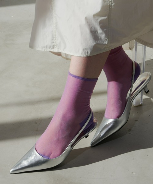 Aunt Marie's（アントマリーズ）の「シアーカラーソックス（ソックス/靴下・レディース・ホワイト/ピンク/ブルー/ブラック/パープル/カーキ/イエロー・FREE）」の20枚目の写真