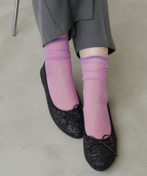 Aunt Marie's（アントマリーズ）の「シアーカラーソックス（ソックス/靴下・レディース・ホワイト/ピンク/ブルー/ブラック/パープル/カーキ/イエロー・FREE）」の16枚目の写真