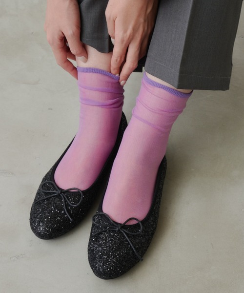 Aunt Marie's（アントマリーズ）の「シアーカラーソックス（ソックス/靴下・レディース・ホワイト/ピンク/ブルー/ブラック/パープル/カーキ/イエロー・FREE）」の18枚目の写真