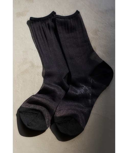 Aunt Marie's（アントマリーズ）の「シアーカラーソックス（ソックス/靴下・レディース・ホワイト/ピンク/ブルー/ブラック/パープル/カーキ/イエロー・FREE）」の9枚目の写真