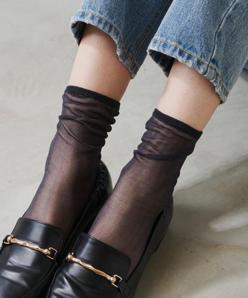 Aunt Marie's（アントマリーズ）の「シアーカラーソックス（ソックス/靴下・レディース・ホワイト/ピンク/ブルー/ブラック/パープル/カーキ/イエロー・FREE）」の13枚目の写真