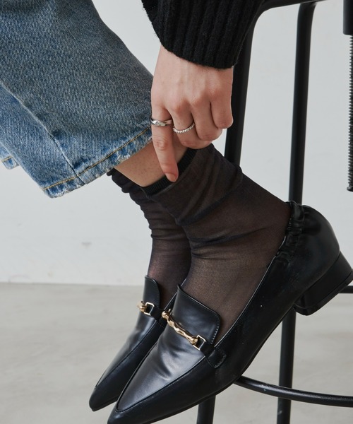 Aunt Marie's（アントマリーズ）の「シアーカラーソックス（ソックス/靴下・レディース・ホワイト/ピンク/ブルー/ブラック/パープル/カーキ/イエロー・FREE）」の14枚目の写真