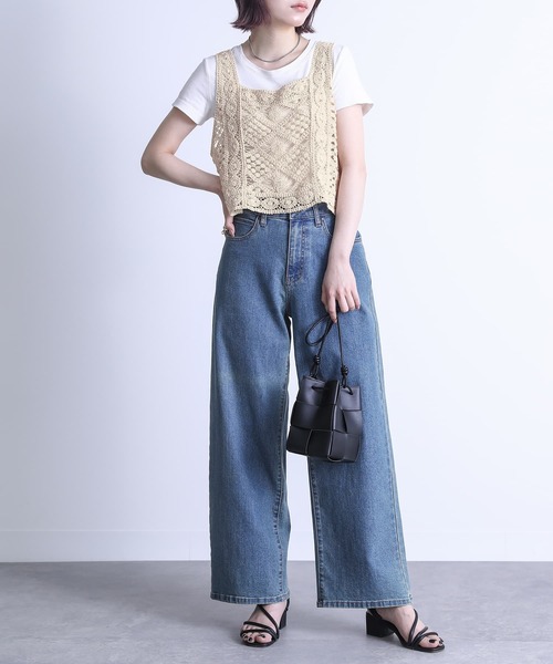 somari imagination（ソマリ イマジネーション）の「『クロシェレースベスト×ブラウスセット』（シャツ/ブラウス・レディース・ブラック/オフホワイト・2/1）」の11枚目の写真