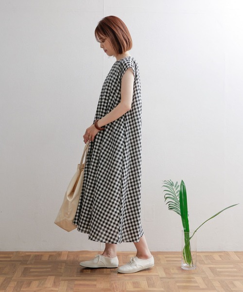 美品　アーバンリサーチドアーズ リネン フレンチスリーブワンピース ゆったり URBAN RESEARCH DOORS - アーバンリサーチドアーズ リネン