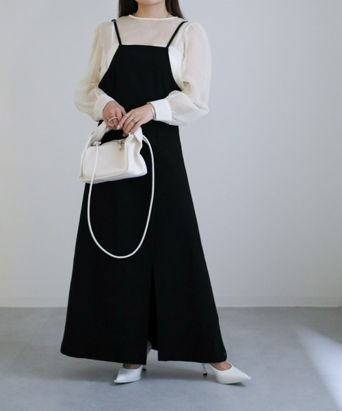 sakishimatokyo（サキシマトーキョー）の「スリットキャミOP（ワンピース・レディース・ブラック/ブラウン/アイボリー・M/L）」の4枚目の写真