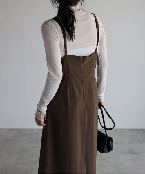 sakishimatokyo（サキシマトーキョー）の「スリットキャミOP（ワンピース・レディース・ブラック/ブラウン/アイボリー・M/L）」の5枚目の写真