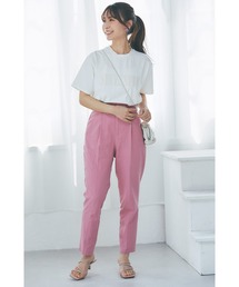 《Sサイズ企画》リネン混テーパードパンツ