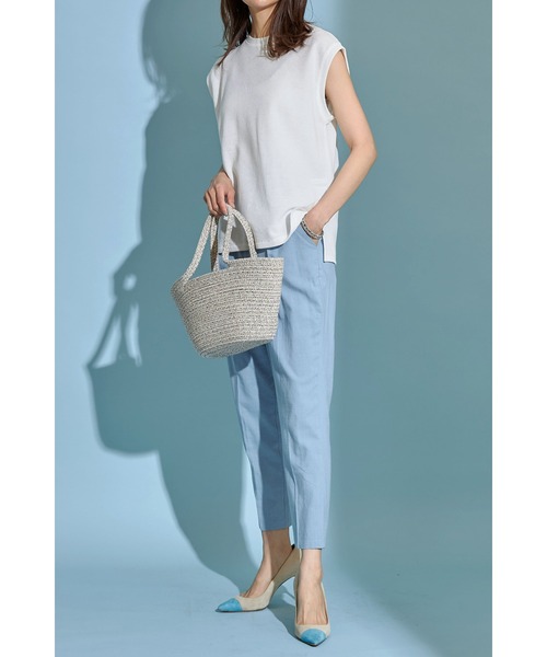 &. NOSTALGIA(アンドドットノスタルジア)の「《Sサイズ企画》リネン混テーパードパンツ(スラックス・レディース・グレイッシュブルー/ピンク・S/M)」の6枚目の写真