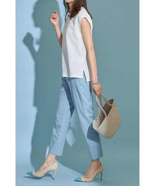 &. NOSTALGIA(アンドドットノスタルジア)の「《Sサイズ企画》リネン混テーパードパンツ(スラックス・レディース・グレイッシュブルー/ピンク・S/M)」の7枚目の写真