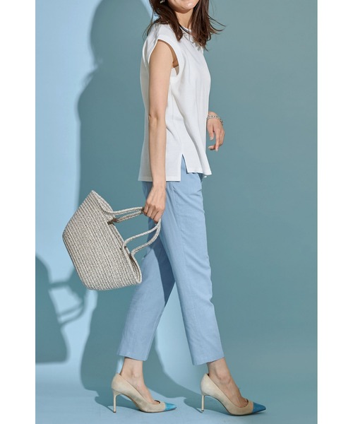 &. NOSTALGIA(アンドドットノスタルジア)の「《Sサイズ企画》リネン混テーパードパンツ(スラックス・レディース・グレイッシュブルー/ピンク・S/M)」の8枚目の写真