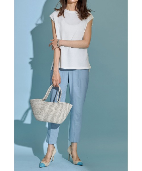 &. NOSTALGIA(アンドドットノスタルジア)の「《Sサイズ企画》リネン混テーパードパンツ(スラックス・レディース・グレイッシュブルー/ピンク・S/M)」の9枚目の写真