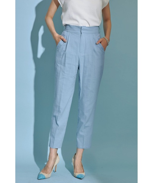 &. NOSTALGIA(アンドドットノスタルジア)の「《Sサイズ企画》リネン混テーパードパンツ(スラックス・レディース・グレイッシュブルー/ピンク・S/M)」の10枚目の写真