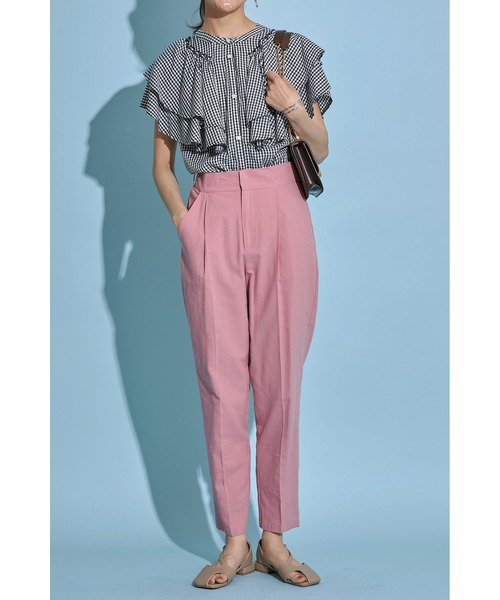 &. NOSTALGIA(アンドドットノスタルジア)の「《Sサイズ企画》リネン混テーパードパンツ(スラックス・レディース・グレイッシュブルー/ピンク・S/M)」の21枚目の写真