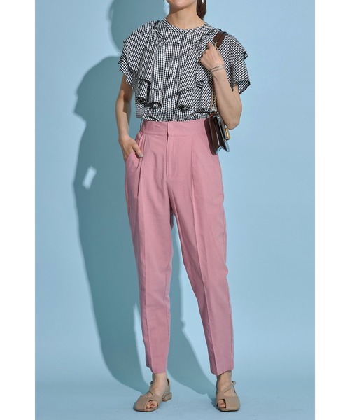 &. NOSTALGIA(アンドドットノスタルジア)の「《Sサイズ企画》リネン混テーパードパンツ(スラックス・レディース・グレイッシュブルー/ピンク・S/M)」の22枚目の写真