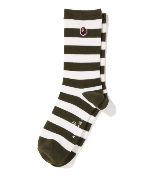 A BATHING APE（アベイシングエイプ）の「WEB限定/APE HEAD ONE POINT HOOP SOCKS M BAPEC（ソックス/靴下・メンズ・ブラック/ネイビー/グレー/レッド/オリーブ・MEDIUM/LARGE）」の4枚目の写真