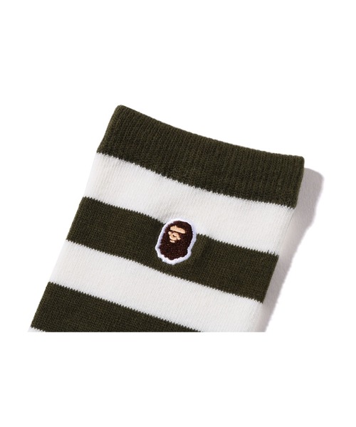 A BATHING APE（アベイシングエイプ）の「WEB限定/APE HEAD ONE POINT HOOP SOCKS M BAPEC（ソックス/靴下・メンズ・ブラック/ネイビー/グレー/レッド/オリーブ・MEDIUM/LARGE）」の6枚目の写真