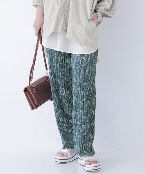 osharewalker（オシャレウォーカー）の「【廃盤】【セルフカット】『ペイズリー柄プリーツパンツ』（その他パンツ・レディース・パープル/ダークグリーン・2/1）」の2枚目の写真