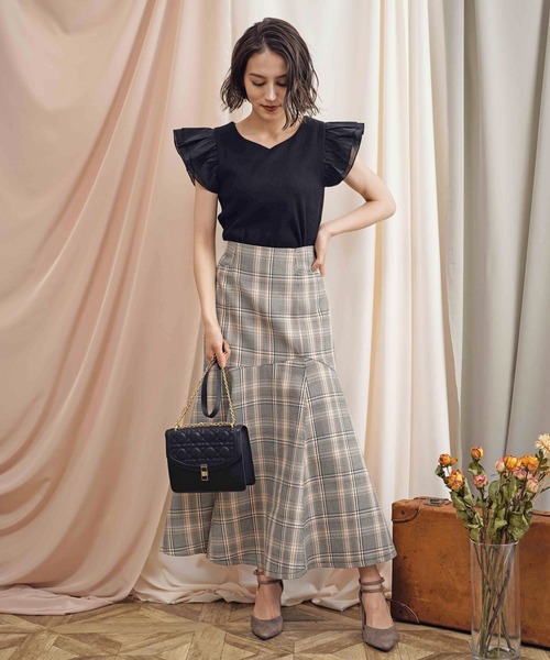 NOELA（ノエラ）の「袖フリル異素材カットソー（Tシャツ/カットソー・レディース・ブラック/ブラウン/ピンク・フリー）」の7枚目の写真