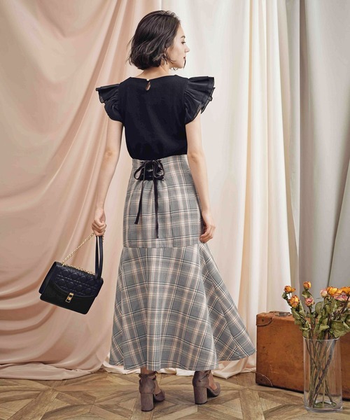 NOELA（ノエラ）の「袖フリル異素材カットソー（Tシャツ/カットソー・レディース・ブラック/ブラウン/ピンク・フリー）」の8枚目の写真