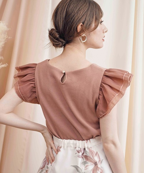 NOELA（ノエラ）の「袖フリル異素材カットソー（Tシャツ/カットソー・レディース・ブラック/ブラウン/ピンク・フリー）」の11枚目の写真