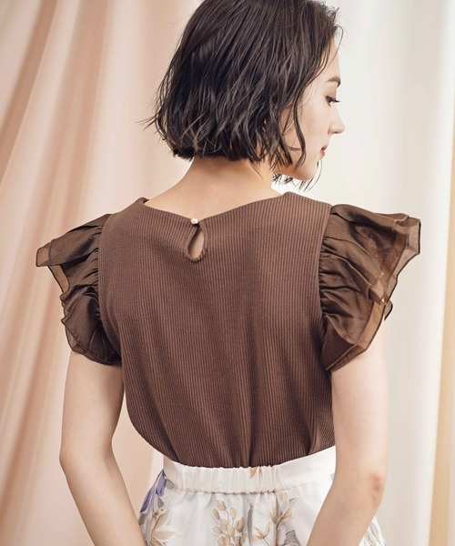 NOELA（ノエラ）の「袖フリル異素材カットソー（Tシャツ/カットソー・レディース・ブラック/ブラウン/ピンク・フリー）」の15枚目の写真