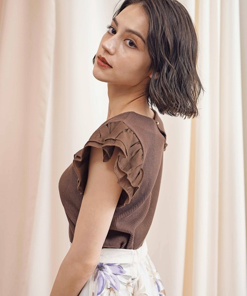 NOELA（ノエラ）の「袖フリル異素材カットソー（Tシャツ/カットソー・レディース・ブラック/ブラウン/ピンク・フリー）」の16枚目の写真