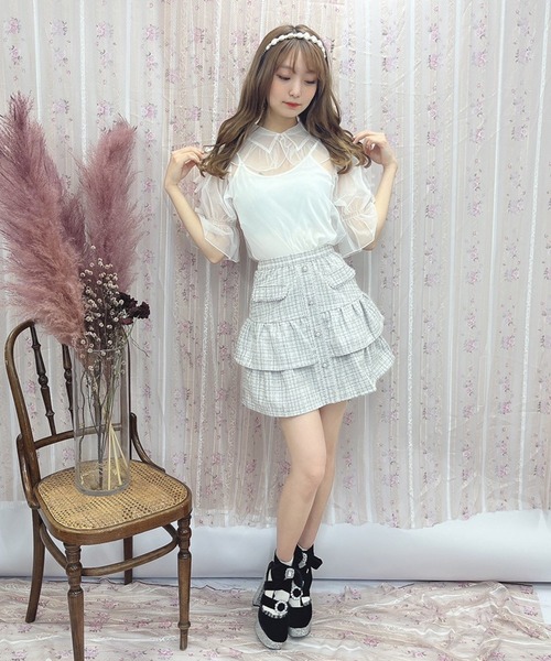 Swankiss（スワンキス）の「SX main tulle  B/L（シャツ/ブラウス・レディース・ホワイト/ブラック/ピンク・FREE）」の5枚目の写真