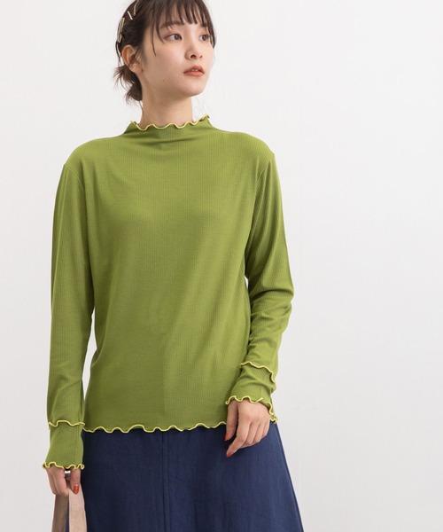 POU DOU DOU（プードゥドゥ）の「トタンテレコメロートップス（Tシャツ/カットソー・レディース・ブラック/グリーン/アイボリー/モカ・3）」の7枚目の写真