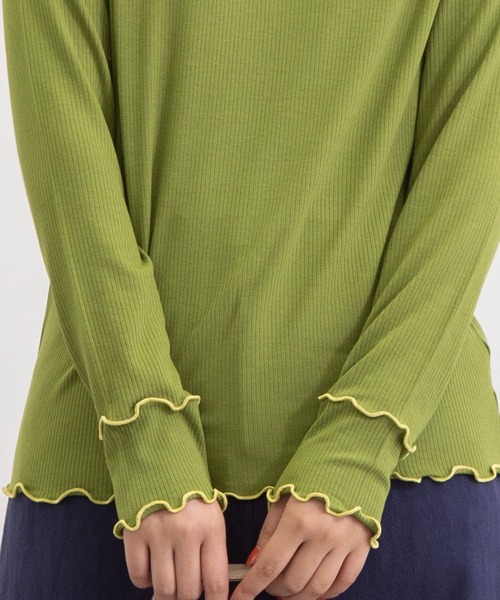 POU DOU DOU（プードゥドゥ）の「トタンテレコメロートップス（Tシャツ/カットソー・レディース・ブラック/グリーン/アイボリー/モカ・3）」の11枚目の写真