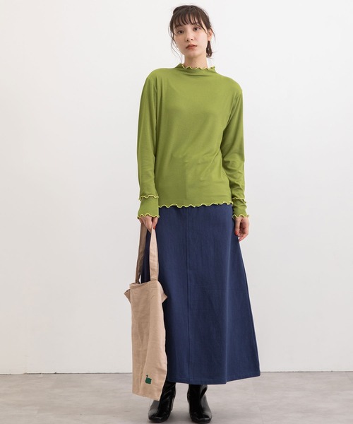 POU DOU DOU（プードゥドゥ）の「トタンテレコメロートップス（Tシャツ/カットソー・レディース・ブラック/グリーン/アイボリー/モカ・3）」の8枚目の写真