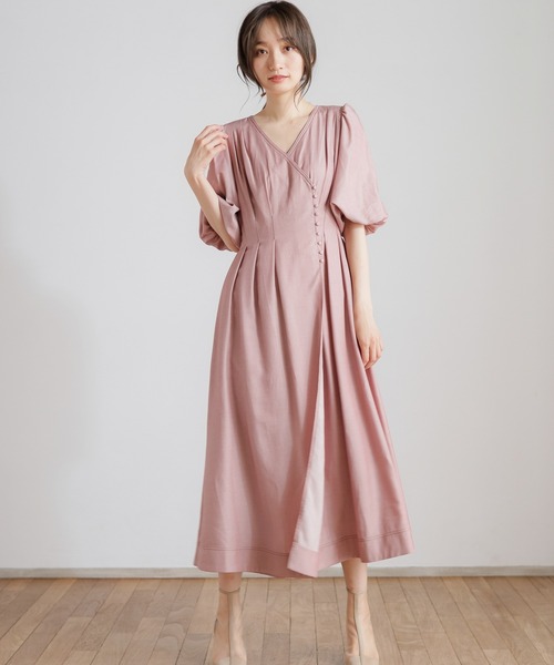 LADYMADE(レディメイド)の「バルーンスリーブカシュクールワンピース(ワンピース・レディース・カーキ/ブラック/ピンク・FREE)」の3枚目の写真