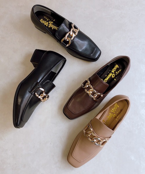 Noubel Voug Relax（ヌーベルヴォーグリラックス）の「チャンキーヒールチェーンローファーパンプス（パンプス・レディース・ブラック/ダークブラウン/ベージュ/アイボリー・S/M/L/LL）」の13枚目の写真