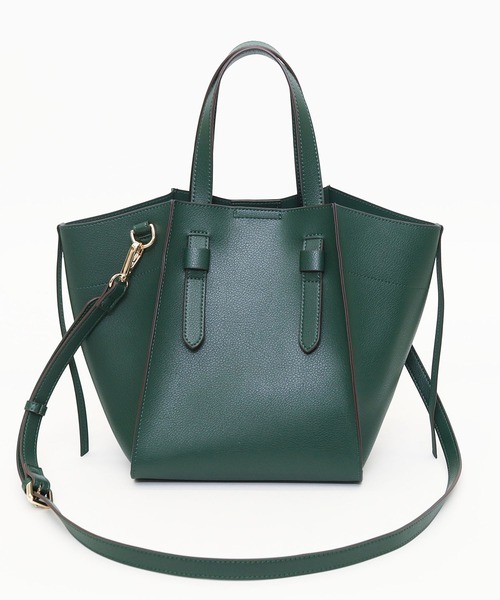 チャクラ　グレー レザー トートバッグ　持ち手の長さ2way　ポーチ付き COOCO（クーコ）の「フェイクレザー差し込みハンドル2WAY
